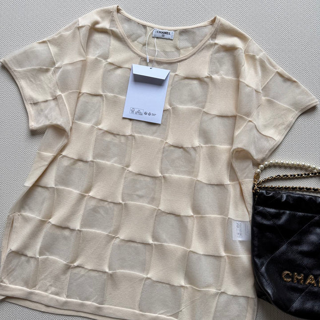 CHANEL 26S PLAID SHORT-SLEEVE SHIRT STYLE 1161