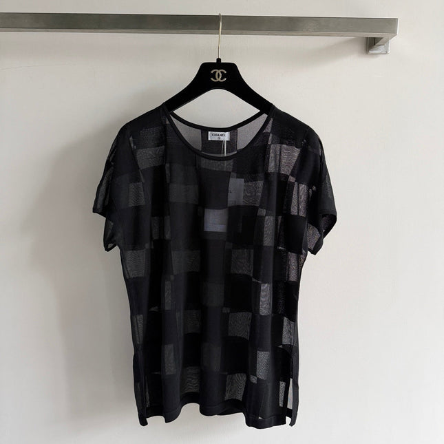 CHANEL 26S PLAID SHORT-SLEEVE SHIRT STYLE 1160