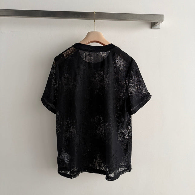 MIUMIU 26S LACE SHORT SLEEVE T-SHIRT 1229