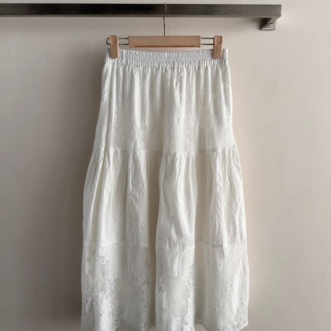 MIUMIU 26S LACE TRIM MIDI SKIRT 1225