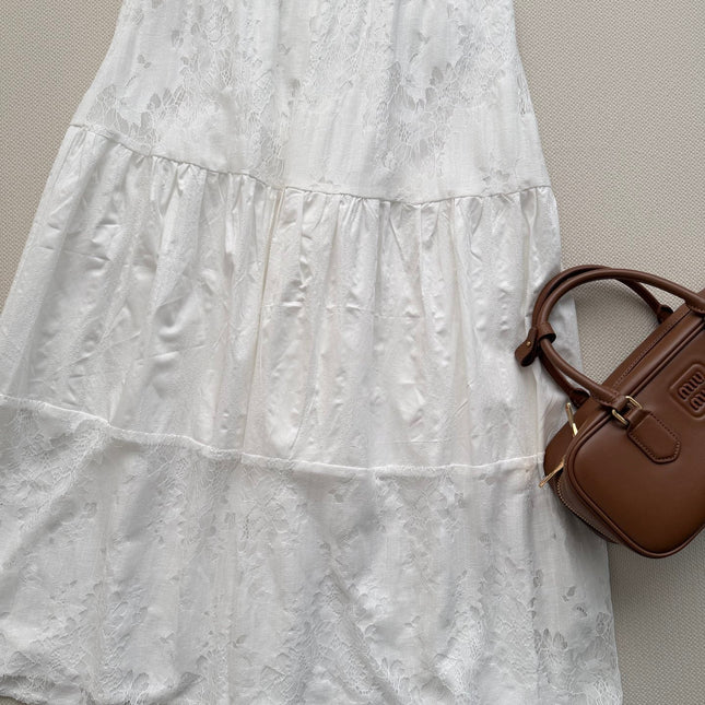 MIUMIU 26S LACE TRIM MIDI SKIRT 1225