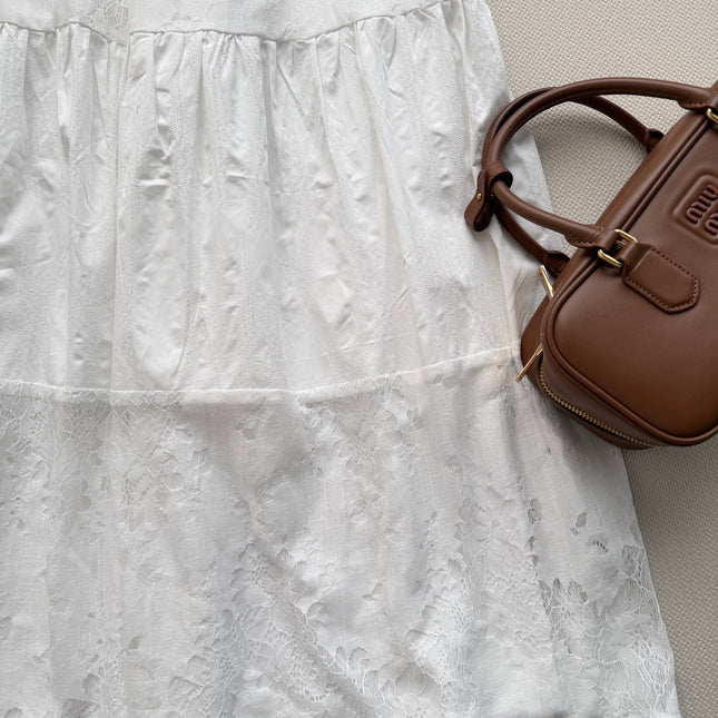 MIUMIU 26S LACE TRIM MIDI SKIRT 1225