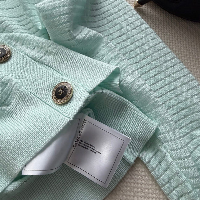 CHANEL 26S MINT KNIT CARDIGAN 1327