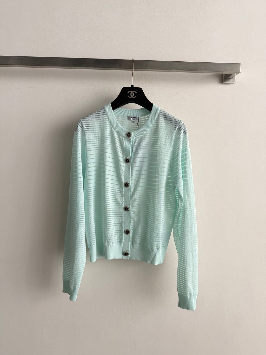 CHANEL 26S MINT KNIT CARDIGAN 1327