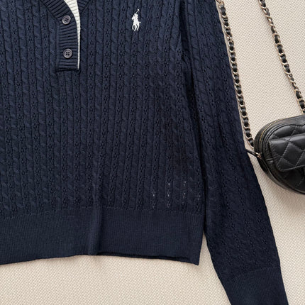 RALPH LAUREN 26S LAYERED V-NECK CABLE-KNIT SWEATER 706