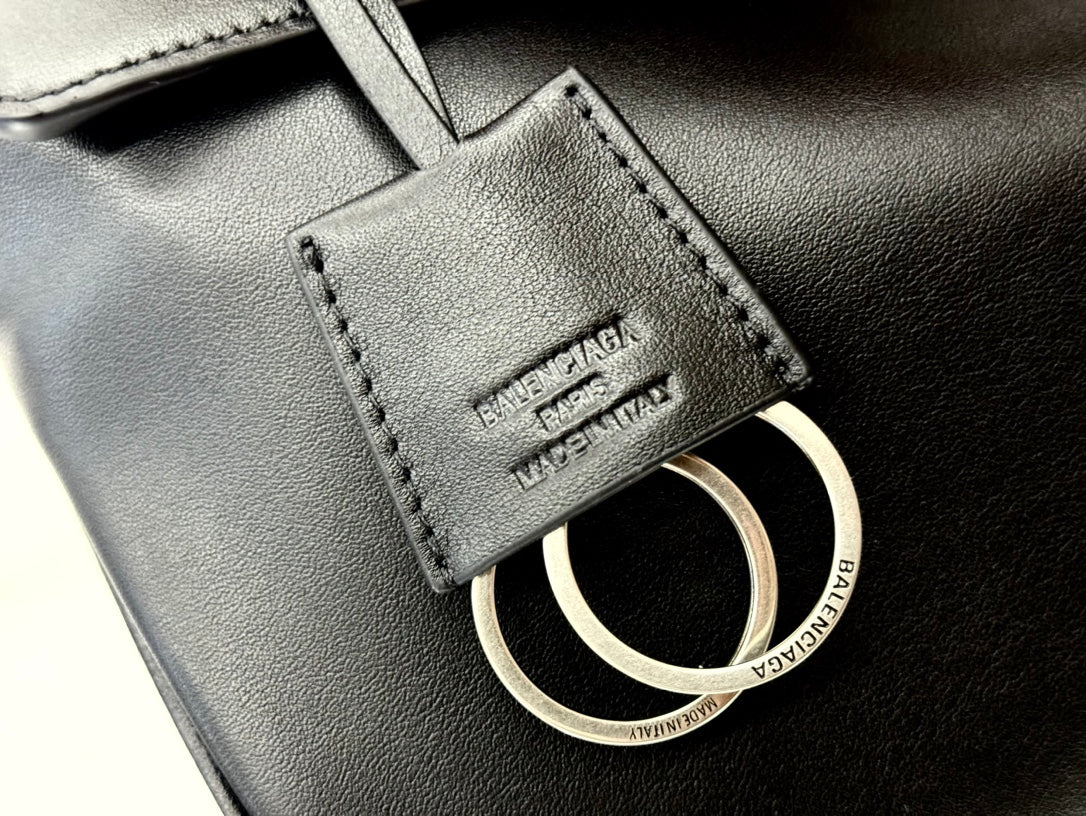 RODEO LARGE BAG 40 IN BLACK SMOOTH CALFSKIN SILVER HARDWARE