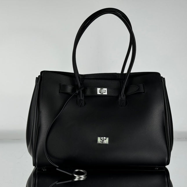 BEL AIR CARRY ALL BAG 37 IN BLACK NAPPA LAMBSKIN SILVER HARDWARE