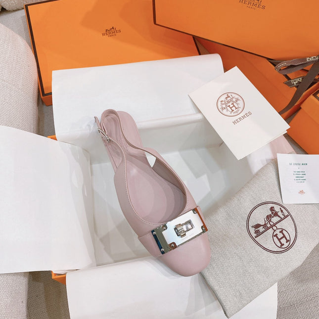 HM 26S INNOCENTE SLINGBACK IN LIGHT PINK CALFSKIN SILVER HARDWARE