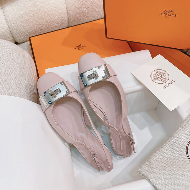 HM 26S INNOCENTE SLINGBACK IN LIGHT PINK CALFSKIN SILVER HARDWARE