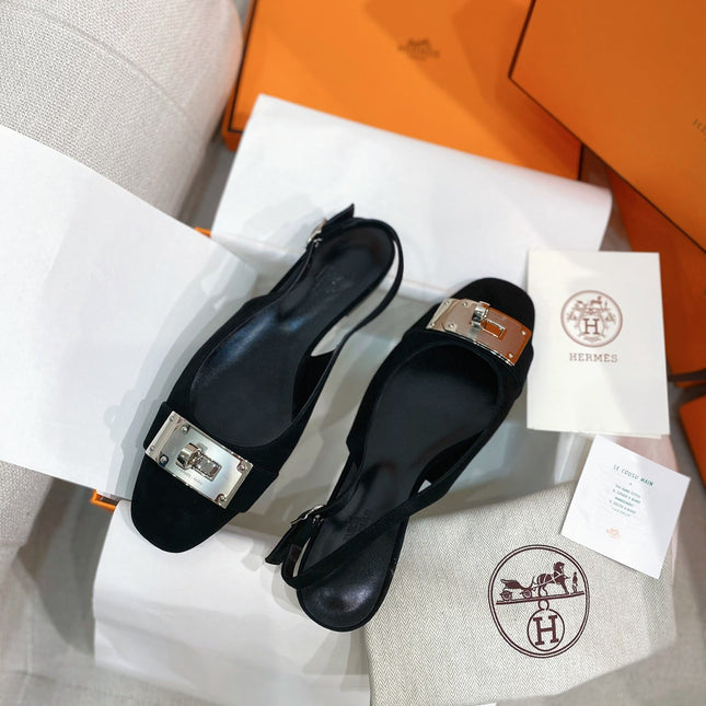 HM 26S INNOCENTE SLINGBACK IN BLACK SUEDE SILVER HARDWARE