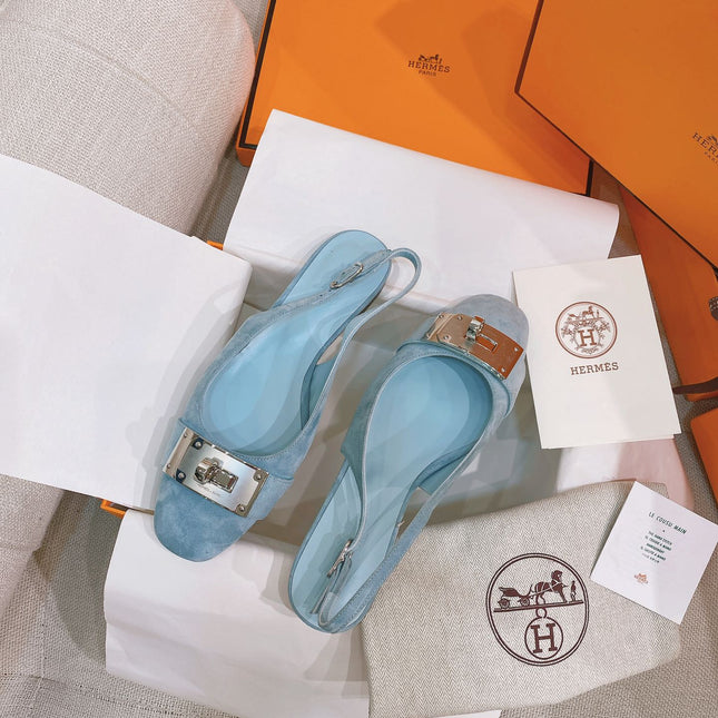 HM 26S INNOCENTE SLINGBACK IN LIGHT BLUE SUEDE SILVER HARDWARE