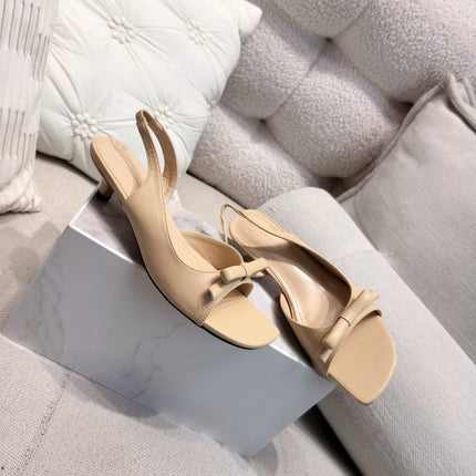 DIOR 26S BOW HEELED SLINGBACK SANDAL 45MM IN DARK BEIGE CALFSKIN