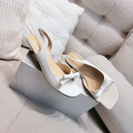 DIOR 26S BOW HEELED SLINGBACK SANDAL 45MM IN IVORY WHITE CALFSKIN