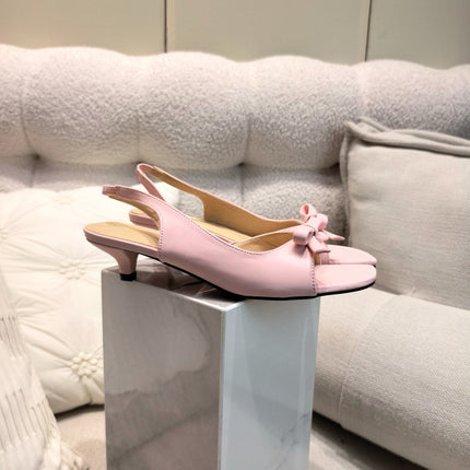 DIOR 26S BOW HEELED SLINGBACK SANDAL 45MM IN PINK CALFSKIN