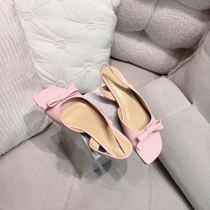 DIOR 26S BOW HEELED SLINGBACK SANDAL 45MM IN PINK CALFSKIN