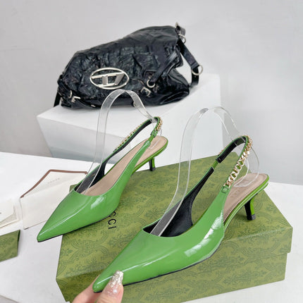 GG SIGNORIA 45 SLINGBACK PUMP GREEN LAMBSKIN