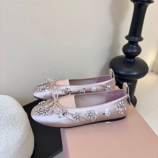 MIUMIU 25S MARY JANE SHOES IN PINK SATIN