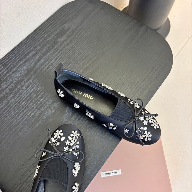 MIUMIU 25S MARY JANE SHOES IN NAVY BLUE SATIN