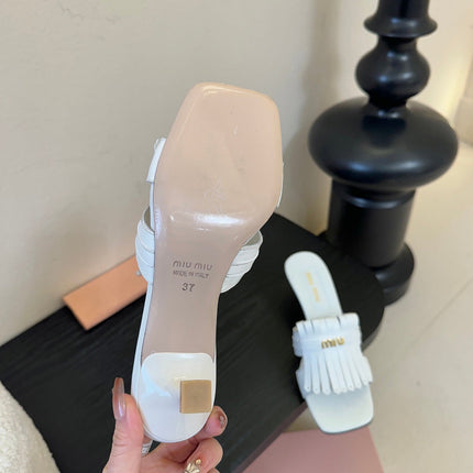 MIUMIU 26S HIGH-HEEL SANDALS 40MM IN WHITE CALFSKIN