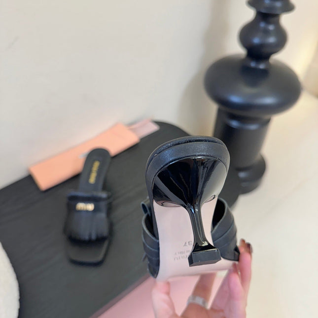 MIUMIU 26S HIGH-HEEL SANDALS 40MM IN BLACK CALFSKIN