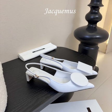 JACQUEMUS 26S SLINGBACK HEELS 45 MM IN WHITE CALFSKIN