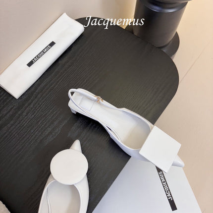 JACQUEMUS 26S SLINGBACK HEELS 45 MM IN WHITE CALFSKIN
