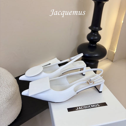 JACQUEMUS 26S SLINGBACK HEELS 45 MM IN WHITE CALFSKIN
