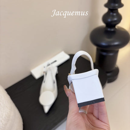 JACQUEMUS 26S SLINGBACK HEELS 45 MM IN WHITE CALFSKIN