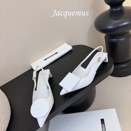 JACQUEMUS 26S SLINGBACK HEELS 45 MM IN WHITE CALFSKIN