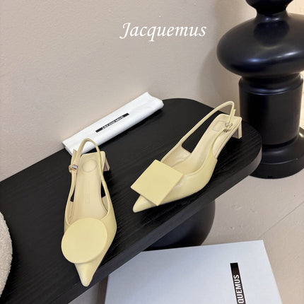 JACQUEMUS 26S SLINGBACK HEELS 45 MM IN PASTEL YELLOW CALFSKIN