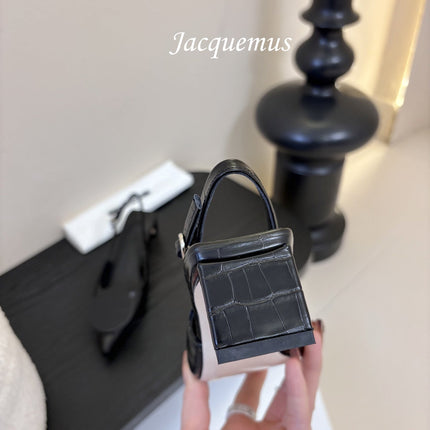 JACQUEMUS 26S SLINGBACK HEELS 45 MM IN BLACK CALFSKIN