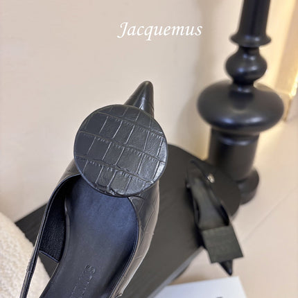 JACQUEMUS 26S SLINGBACK HEELS 45 MM IN BLACK CALFSKIN