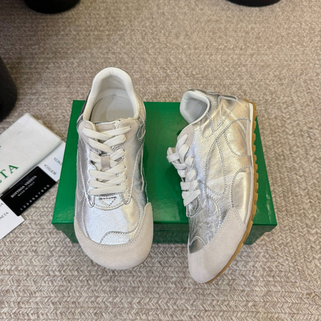 BOTTEGA VENETA 26S SNEAKERS IN SILVER CALFSKIN