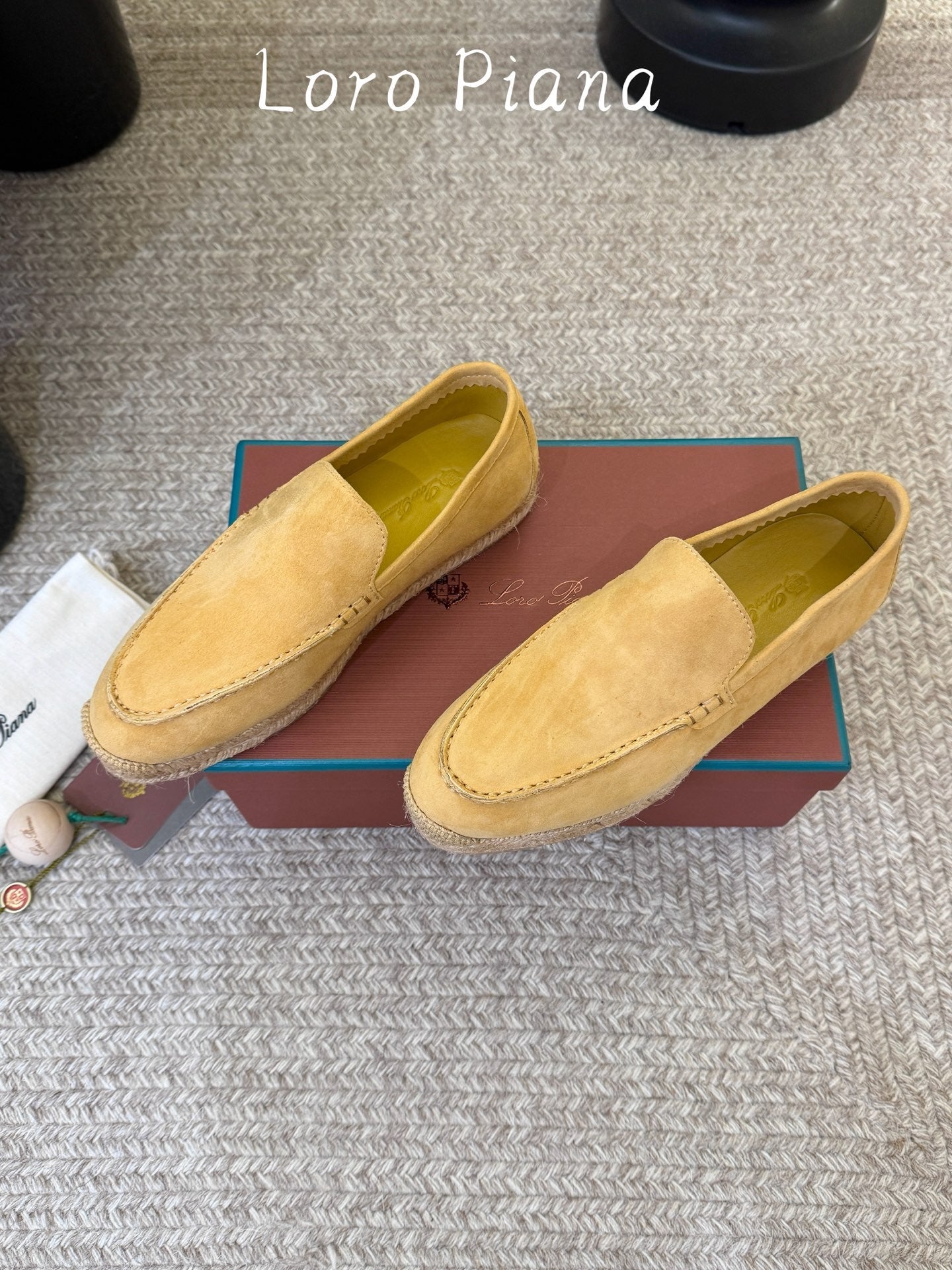 LP 26S ESPADRILLE LOAFERS IN YELLOW SUEDE WITH JUTE TRIM