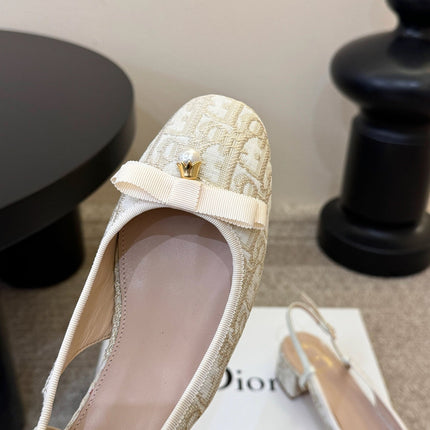DIOR 26S BALLET SLINGBACK PUMPS IN BEIGE DIOR OBLIQUE EMBROIDERED CANVAS