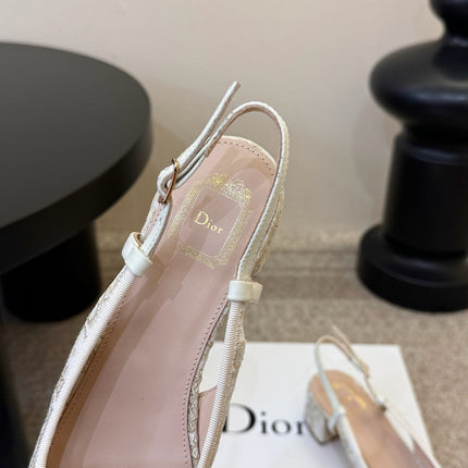 DIOR 26S BALLET SLINGBACK PUMPS IN BEIGE DIOR OBLIQUE EMBROIDERED CANVAS