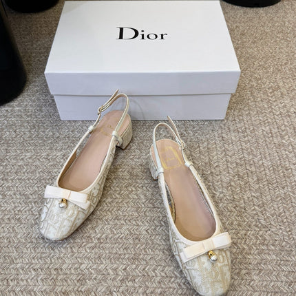DIOR 26S BALLET SLINGBACK PUMPS IN BEIGE DIOR OBLIQUE EMBROIDERED CANVAS