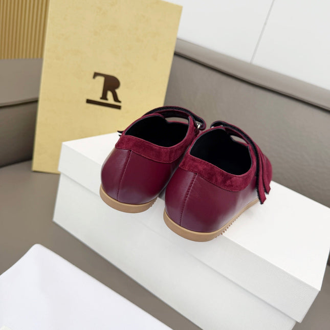 THE ROW 26S DOUBLE STRAP MARY JANE SNEAKERS IN BURGUNDY RED CALFSKIN AND SUEDE