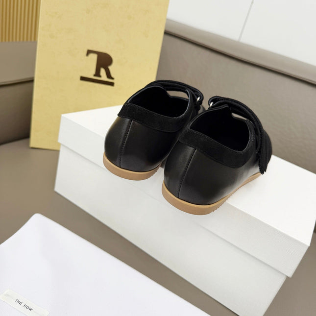 THE ROW 26S DOUBLE STRAP MARY JANE SNEAKERS IN BLACK CALFSKIN AND SUEDE
