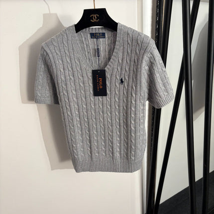 RALPH LAUREN 26S SHORT SLEEVE V-NECK KNIT TOP 322