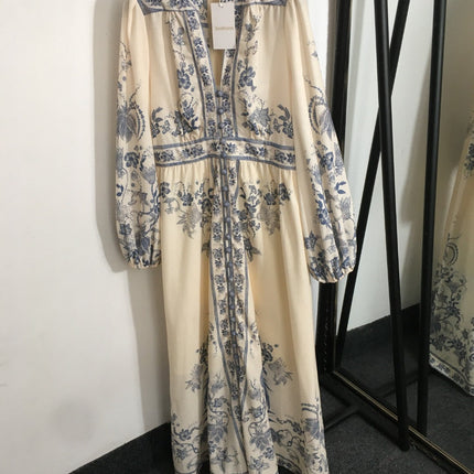 ZIMMERMANN 26S LONG-SLEEVE FLORAL MIDI DRESS 242