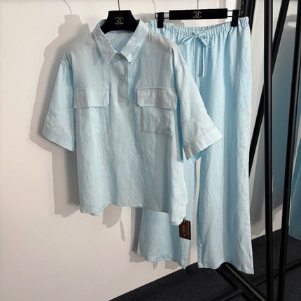 LORO PIANA 26S SHORT-SLEEVE LINEN PANTS SET 1001