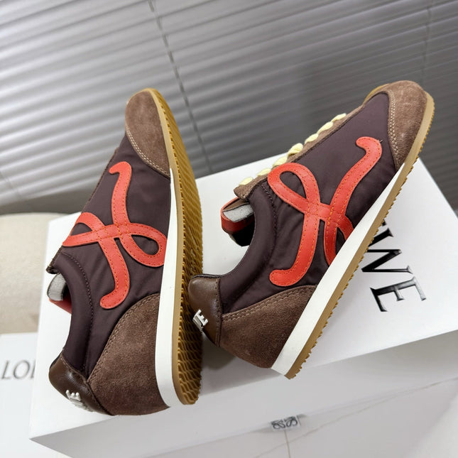 LOEWE 26S BALLET RUNNER 2.0 IN DARK BROWN NYLON AND CALFSKIN