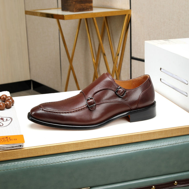 HM DOUBLE MONK STRAP RUSSET CALFSKIN