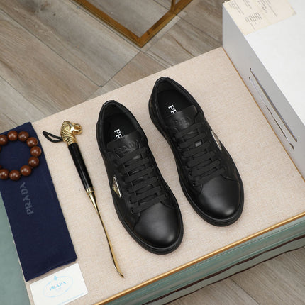 PRA RE-NYLON SNEAKERS IN BLACK LEATHER AND FABRIC