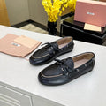 Lace-up Retro Loafers Black Cowhide