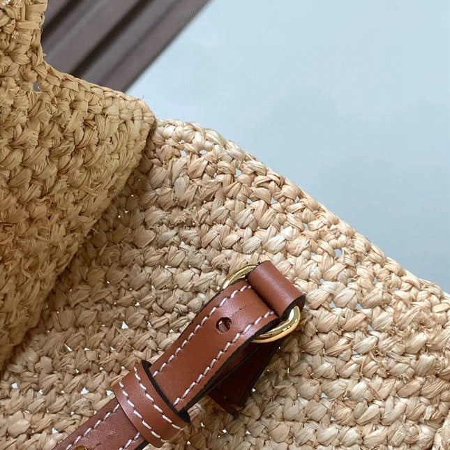 LOEWE 25S WE FONT TOTE BAG 24 IN NATURAL RAFFIA FIBER