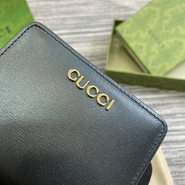 MINI WALLET 11 IN BLACK CALFSKIN GOLD HARDWARE