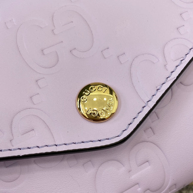 CONTINENTAL WALLET 19 IN LIGHT VIOLET EMBOSSED CALFSKIN GOLD HARDWARE