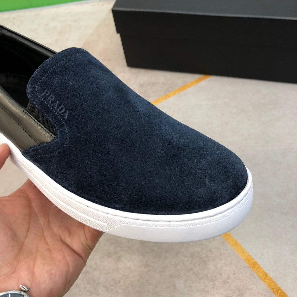 LOAFER IN MIDNIGHT BLUE SUEDE AND BLACK CALFSKIN